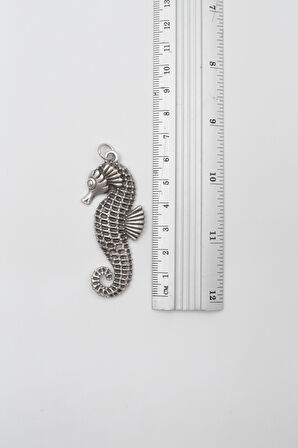 Denizatı Siyah Deri İp Kolye - Antik Gümüş Kaplama - Kadın Erkek - 60 cm