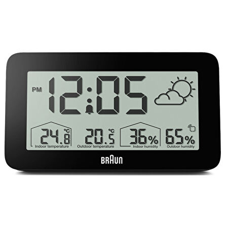 Braun BC13BP Siyah Dijital Hava Durumu Alarmlı Masa Saati