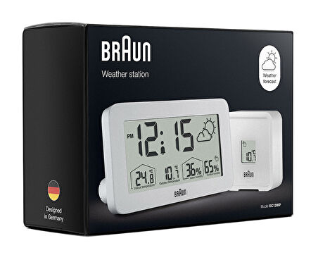 Braun BC13WP Beyaz Dijital Hava Durumu Alarmlı Masa Saati