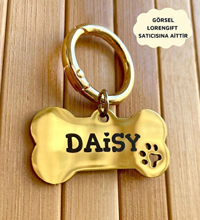 İsme Özel Çelik Kedi Köpek İsimlik Künyesi Gold