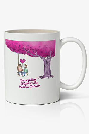 Sevgililer Günümüz Kutlu Olsun Baskılı Kupa Bardak Mod4