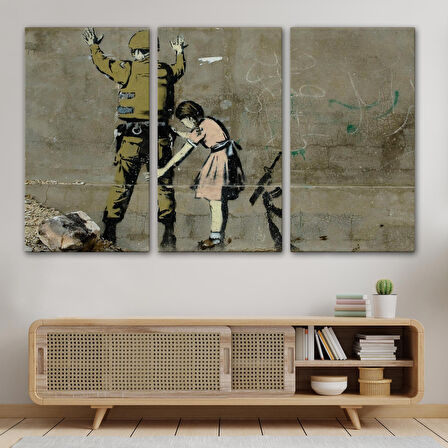 Bansky'nin Askeri Arayan Küçük Kız Eseri Kanvas Tablo-5013