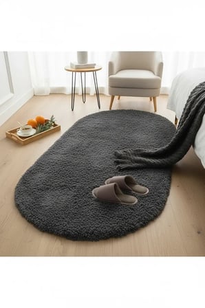 Yolluk Koyu Gri Gri Kaymaz Taban Peluş Oval