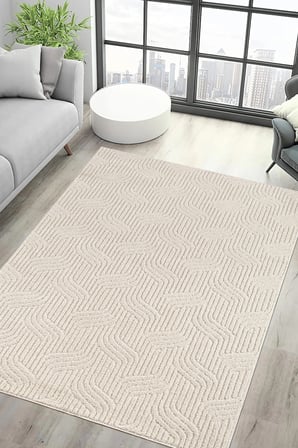 Salon Halısı Krem Kaymaz Taban Yumuşak Dokuma