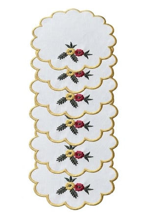 6 Adet Nakışlı Kahve Yanı Sunum Peçetesi 15x15 cm Kokteyl Peçetesi, Bardak Altlığı, Çeyizlik
