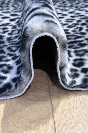 Yolluk Gri Leopar Desen Kaymaz Taban Tavşan Tüyü