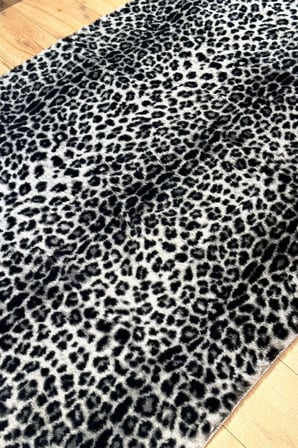 Yolluk Gri Leopar Desen Kaymaz Taban Tavşan Tüyü