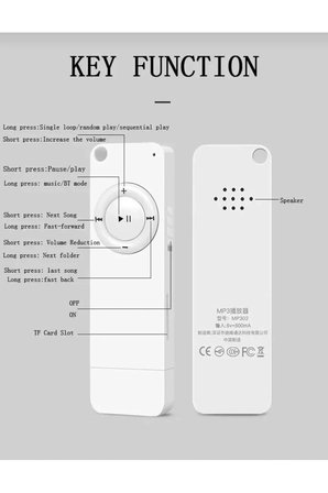 5014MP Şarjlı Mp3 Çalar Bluetooth lu Müzik Player Mini Mp3 Stick Hafıza Kartı Girişli 8GB Tf Kart Hediyeli