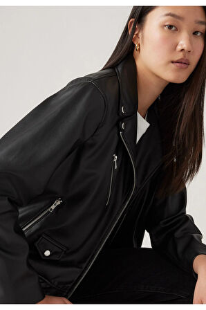 Levi's Kadın Fonksiyonel Kendal Moto Biker Deri Ceket - A9373-0000