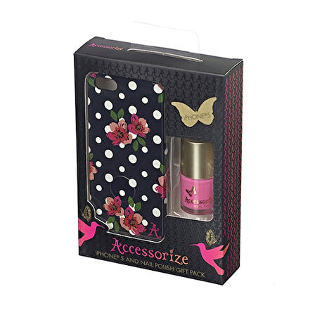 iPhone SE/5S/5 Accessorize Puantiyeli Ojeli Sert Kılıf - Siyah