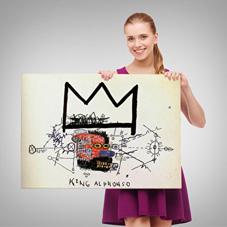 Jean Michel Basquiat'in Kral Alphonso İsimli Eseri Kanvas Tablo-5015