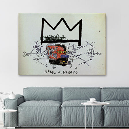 Jean Michel Basquiat'in Kral Alphonso İsimli Eseri Kanvas Tablo-5015