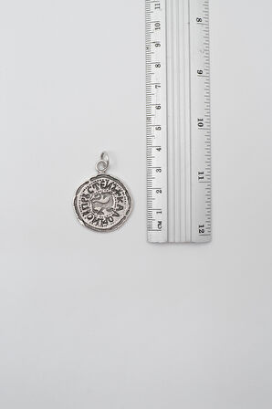 Kaloyan's Madalyon Örme Zincir Kolye - Antik Gümüş Kaplama - Kadın Erkek - 60 cm