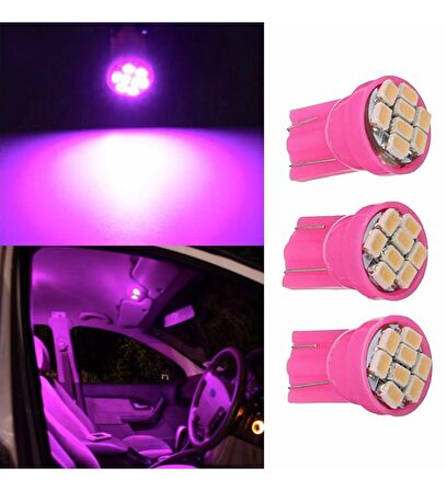 2 Adet 8 Ledli T10 Pembe Renk