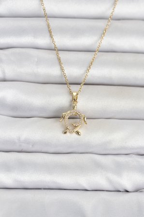 316L Çelik Zincir Gold Renk Caretta Caretta Model Kadın Kolye