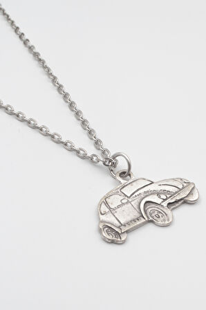 Nostaljik Vosvos Düz Ezme Zincir Kolye - Antik Gümüş Kaplama - Kadın Erkek - 60 cm