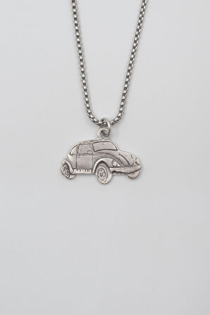 Nostaljik Vosvos Örme Zincir Kolye - Antik Gümüş Kaplama - Kadın Erkek - 60 cm