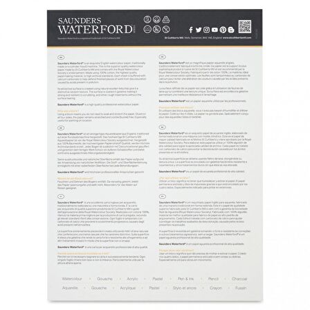 Saunders Waterford Hot Pressed 23x31cm 300gr 12 Yaprak Profesyonel Suluboya Blok / T46230001011C