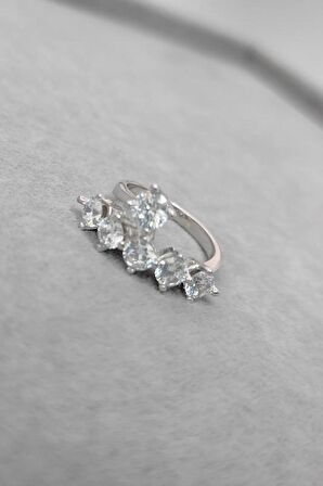 Swarovski Taşlı 6 Sıra Gümüş Yüzük