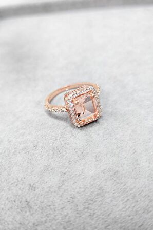 Pembe Swarovski Taşlı Gümüş Yüzük