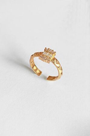 Ortası Baget Taşlı Gümüş Yüzük