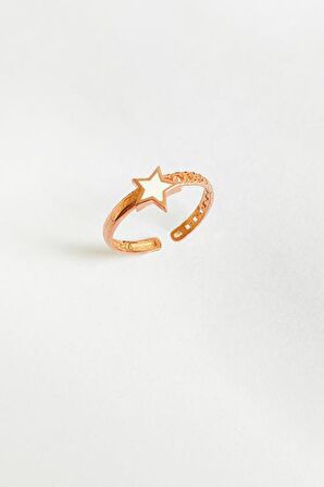 Beyaz Mine Yıldız Gümüş Eklem Yüzüğü