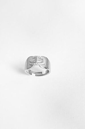 Ayarlanabilir Ölçü Baget Taş Gümüş Yüzük