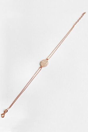 Beyaz Taşlı Yuvarlak Gümüş Bileklik