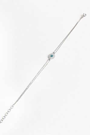 Ortası Turkuaz Papatya Gümüş Bileklik