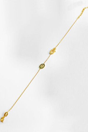 Nazar Boncuklu Fatmana Gümüş Bileklik