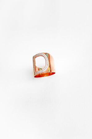 Beyaz Taşlı Gümüş Harf Yüzük - D