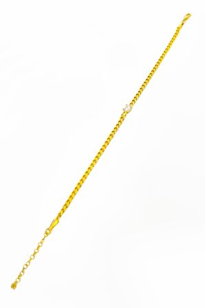 Büyük TEK taşlı Gurmet Zincirli Gümüş Bileklik