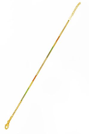 1,5 mm Renkli Taşlı Su Yolu Gümüş Bileklik