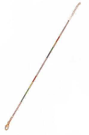 1,5 mm Renkli Taşlı Su Yolu Gümüş Bileklik