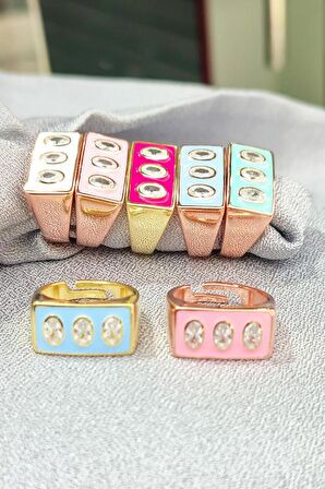 Pembe Taşlı Mineli Gümüş Yüzük