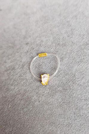 Damla Tek Taşlı Misinalı Gümüş Hayalet Yüzük