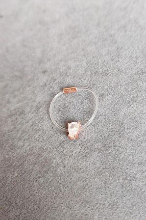 Damla Tek Taşlı Misinalı Gümüş Hayalet Yüzük