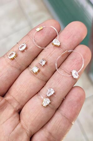 Dikdörtgen Tek Taşlı Misinalı Gümüş Hayalet Yüzük