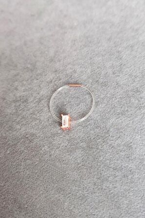 Dikdörtgen Tek Taşlı Misinalı Gümüş Hayalet Yüzük