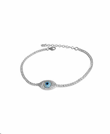 2 mm Suyolu Zincirli Opal Göz Gümüş Bileklik