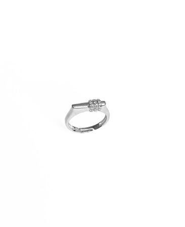 Taşlı 3 Şeritli Gümüş Yüzük - Ayarlanabilir Ölçü - Rose