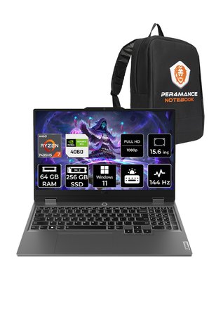 Lenovo LOQ R7 7435HS 64GB 256GB SSD RTX4060/8GB 105W 144Hz FHD 15.6" W11P Gaming Laptop & PER4 ÇANTA