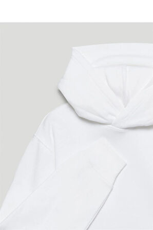 Beyaz Classic Kadın Kapüşonlu Sweatshirt. Hoodie 5018_2010