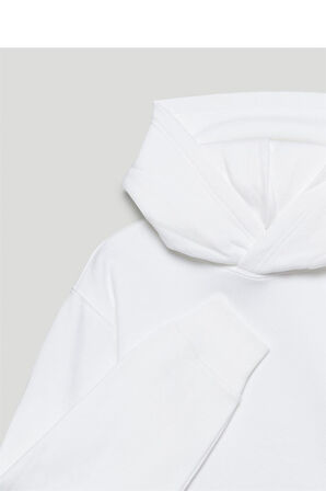 Beyaz Classic Kadın Kapüşonlu Sweatshirt. Hoodie 5018_2010