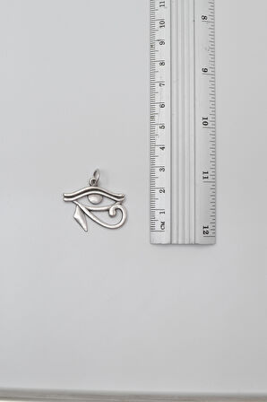 Ra'nın Gözü - Horus'un Gözü Düz Ezme Zincir Kolye - Antik Gümüş Kaplama - Kadın Erkek - 60 cm