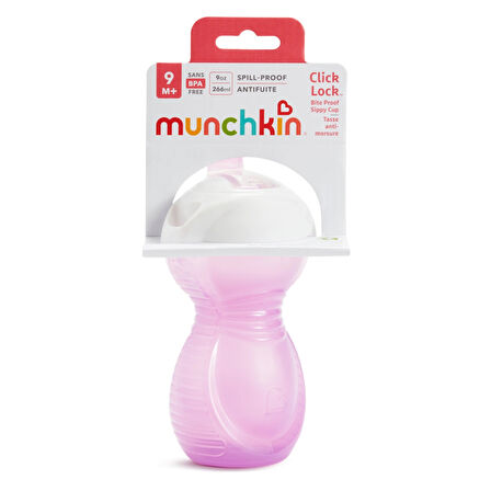 Munchkin Click Lock™ Isırmaya Dayanıklı   Emzikli Bardak | 9 Ay+ | 266 ml | Mor  | Sızdırmaz | BPA İçermez  