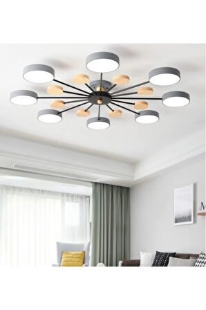 Modern Ahşap Detaylı Led Avize 8'li