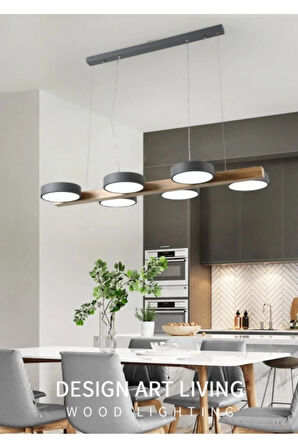 Ultra Moder Ahşap Yemek Avize 6’lı