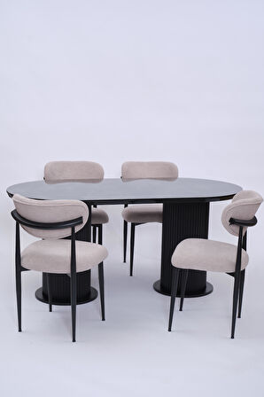 Bohem Polo Lak Panel Yemek Masa Sandalye Takımı 90x170