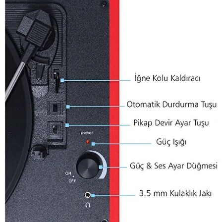 T310CH Şarj Özellikli Plak Çalar 33-45-78 Devir